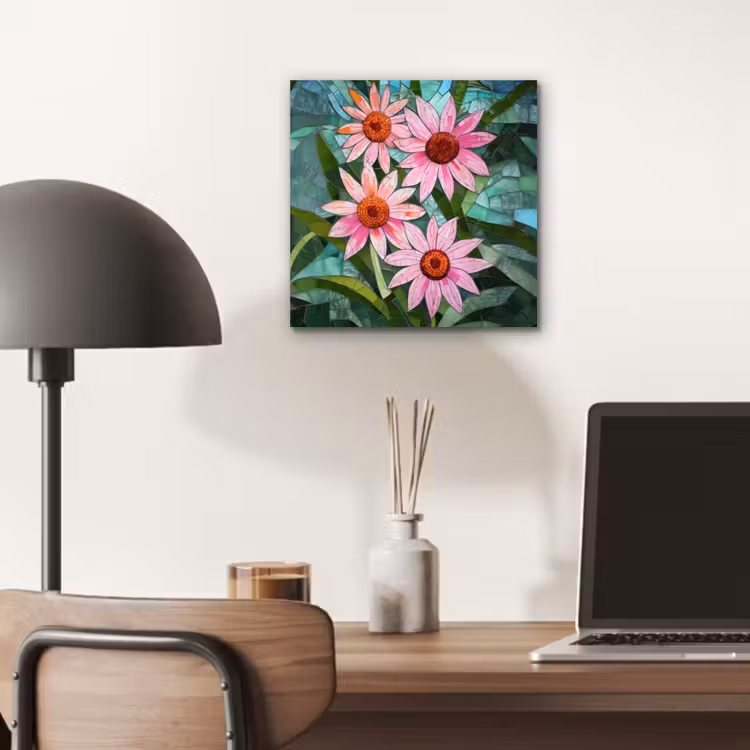 Bloemen - Roze - Glasmozaïek aluminium wit klein -sfeer5