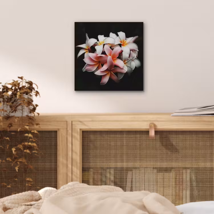 Bloemen - Roze - Zwart - Flora - Botanisch aluminium wit klein -sfeer3