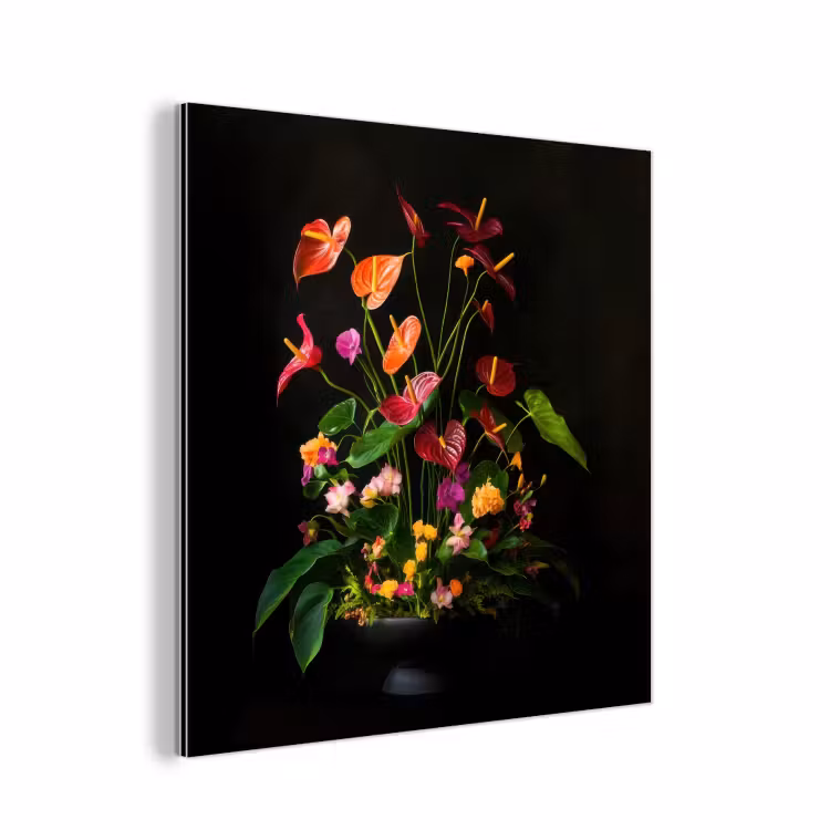 Bloemen - Vaas - Kleurrijk aluminium wit klein -3d