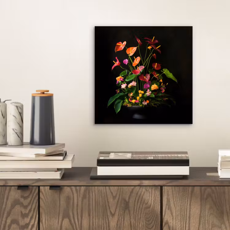 Bloemen - Vaas - Kleurrijk aluminium wit klein -sfeer1