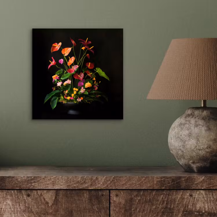 Bloemen - Vaas - Kleurrijk aluminium wit klein -sfeer2