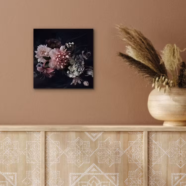 Bloemen - Vintage - Pastel - Zwart - Boeket aluminium wit klein -sfeer4