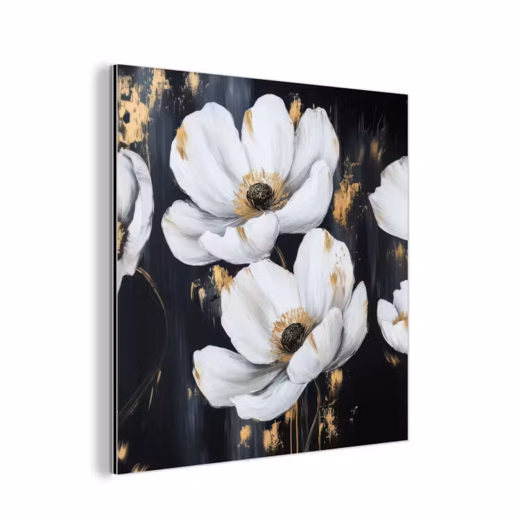 Bloemen - Wit - Abstract aluminium wit klein -3d