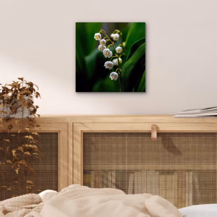 Bloemen - Wit - Bladeren - Lelietjes aluminium wit klein -sfeer3