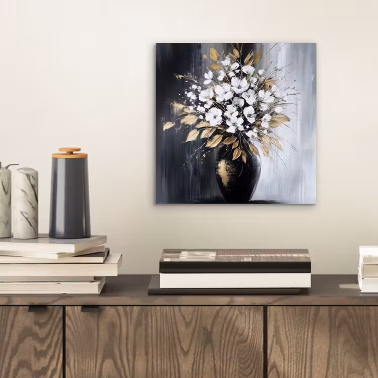 Bloemen - Wit - Vaas - Abstract aluminium wit klein -sfeer1