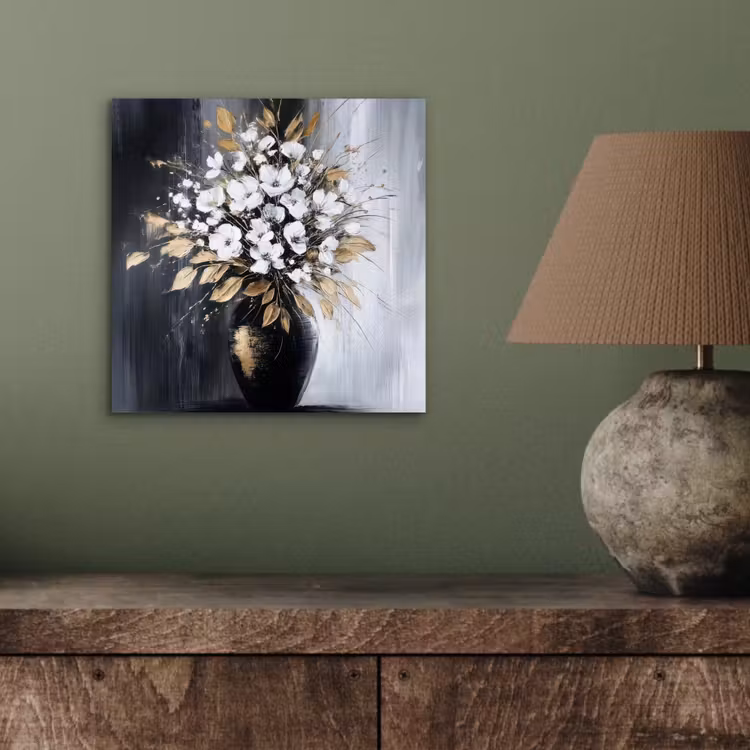 Bloemen - Wit - Vaas - Abstract aluminium wit klein -sfeer2