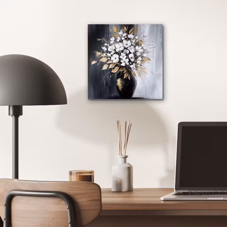 Bloemen - Wit - Vaas - Abstract aluminium wit klein -sfeer5