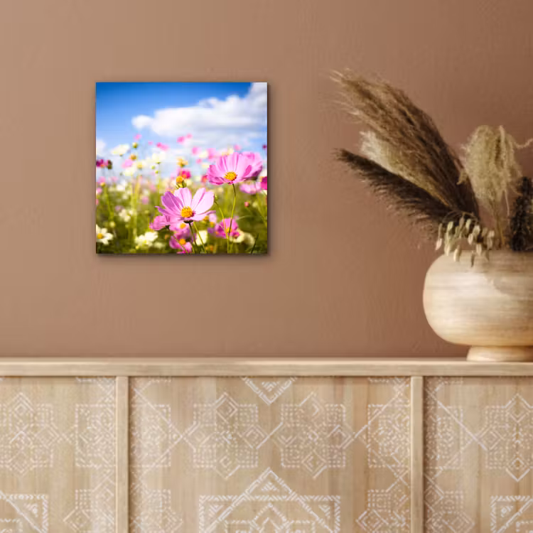 Bloemen - Wei - Paars - Gras - Wit - Wolken - Blauw aluminium wit klein -sfeer4