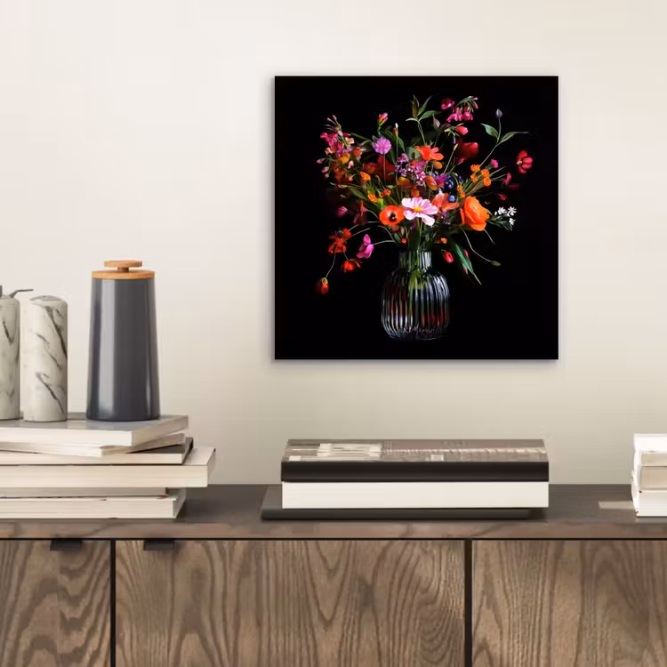 Boeket - Veldbloemen - Vaas aluminium wit klein -sfeer1
