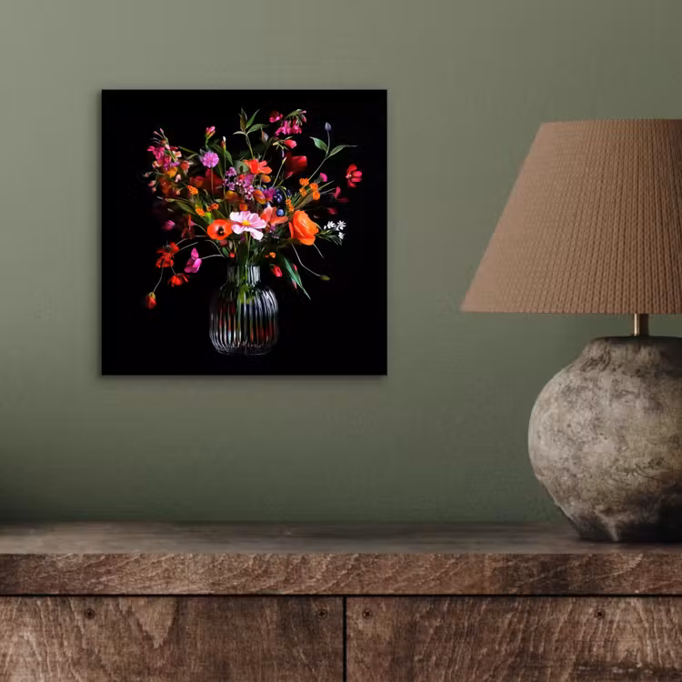 Boeket - Veldbloemen - Vaas aluminium wit klein -sfeer2