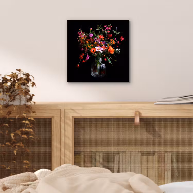 Boeket - Veldbloemen - Vaas aluminium wit klein -sfeer3