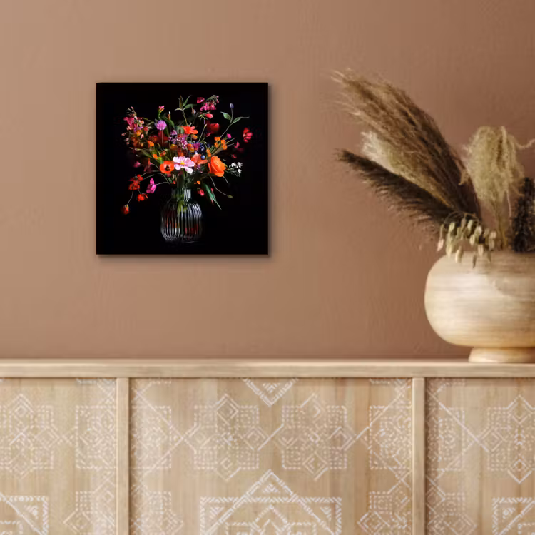 Boeket - Veldbloemen - Vaas aluminium wit klein -sfeer4