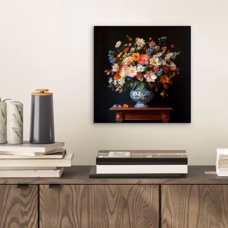 Boeket - Roze - Bloemen - Vaas aluminium wit klein -sfeer1