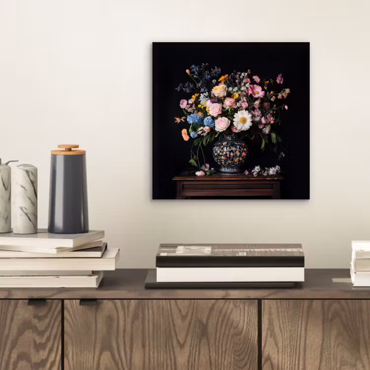 Bloemenvaas - Hout - Bloemen - Boeket aluminium wit klein -sfeer1