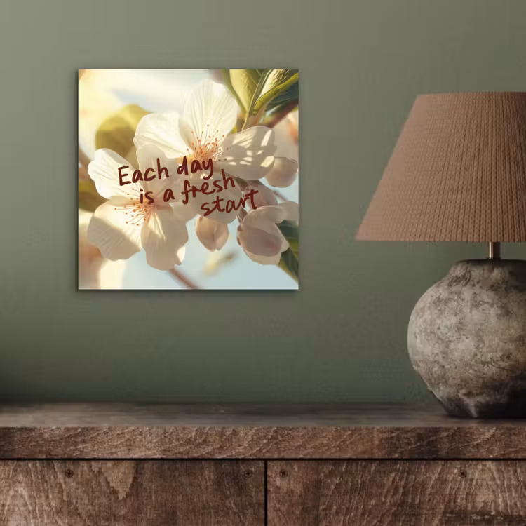 Bloesems - Zonlicht - Quote - Wit aluminium wit klein -sfeer2