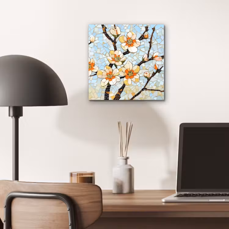 Bloesems - Wit - Mozaïek - Tak aluminium wit klein -sfeer5