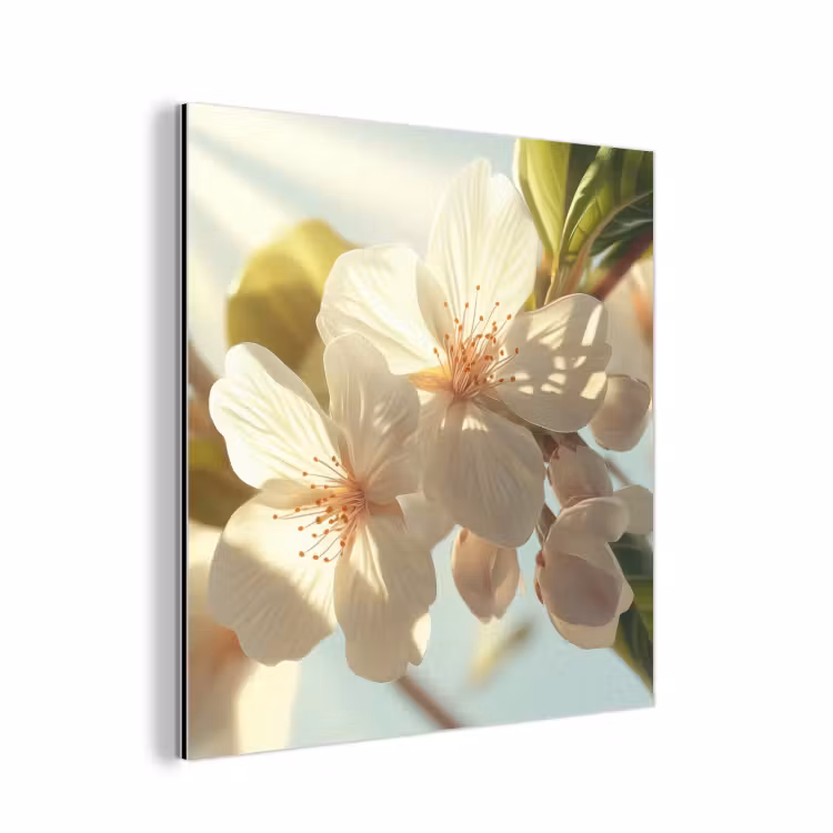 Bloesems - Wit - Zonnestralen -  Bloemblaadjes aluminium wit klein -3d
