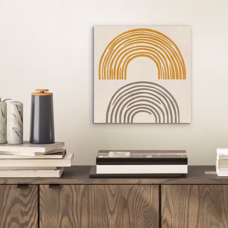 Bogen - Lijnen - Oranje - Minimalistisch aluminium wit klein -sfeer1