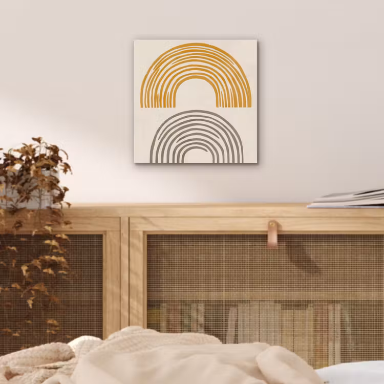 Bogen - Lijnen - Oranje - Minimalistisch aluminium wit klein -sfeer3