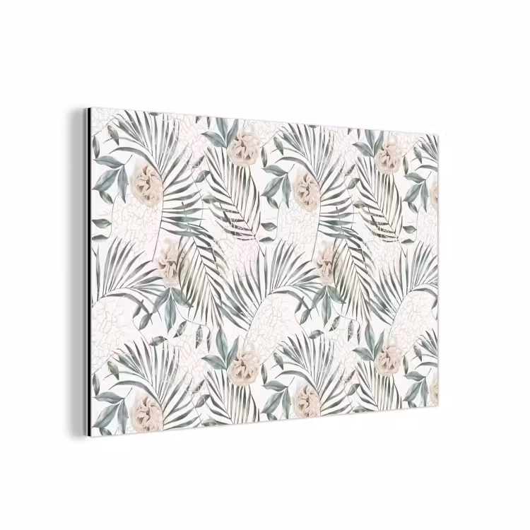 Bohemian - Bladeren - Bloemen - Tropisch aluminium wit klein -3d