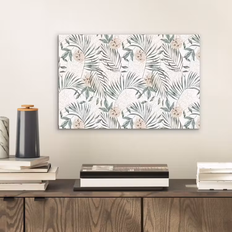 Bohemian - Bladeren - Bloemen - Tropisch aluminium wit klein -sfeer1
