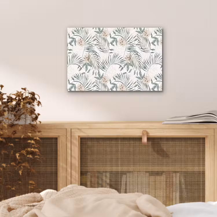 Bohemian - Bladeren - Bloemen - Tropisch aluminium wit klein -sfeer3