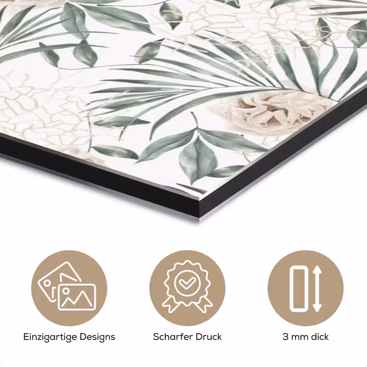 Bohemian - Bladeren - Bloemen - Tropisch aluminium wit klein -closeup_DE