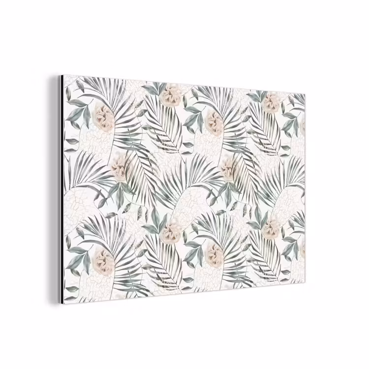 Bohemian - Bloemen - Bladeren - Jungle - Tropical aluminium wit klein -3d