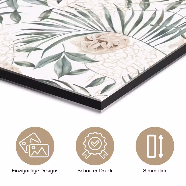Bohemian - Bloemen - Bladeren - Jungle - Tropical aluminium wit klein -closeup_DE