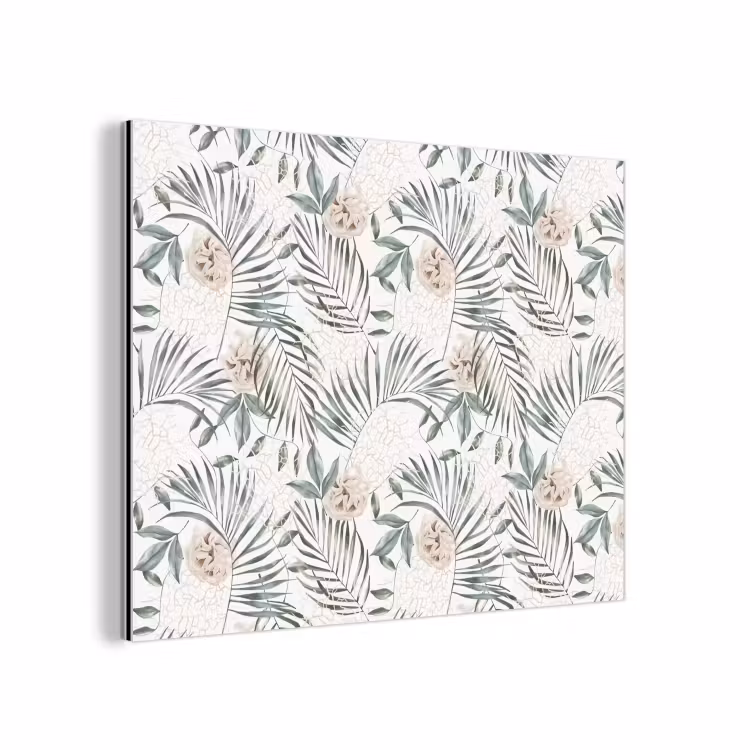 Boho - Jungle - Bloemen - Bladeren aluminium wit klein -3d