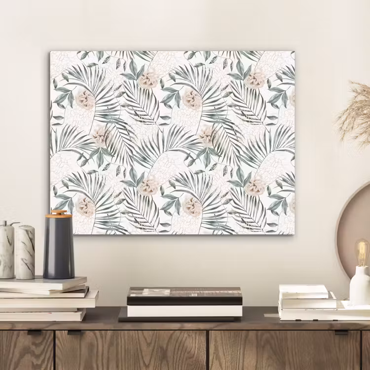 Boho - Jungle - Bloemen - Bladeren aluminium wit klein -sfeer1