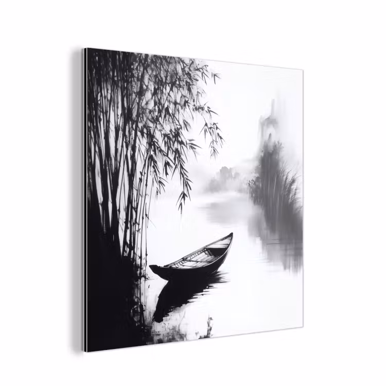 Boot - Rivier - Bamboe - Wit aluminium wit klein -3d