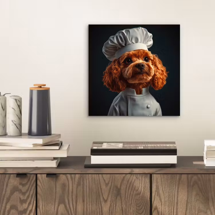Bruin - Kok - Hondje aluminium wit klein -sfeer1