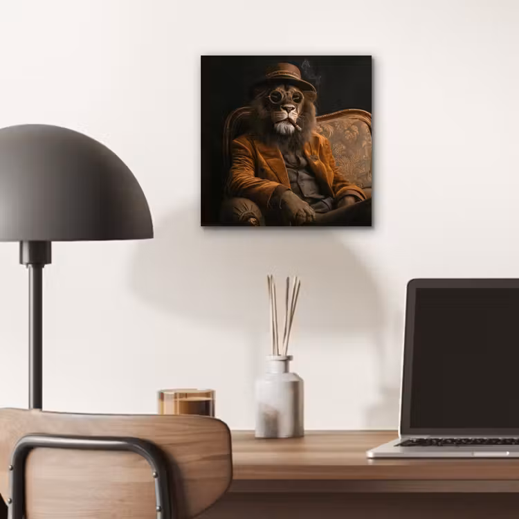Bril - Leeuw - Bank - Hoed aluminium wit klein -sfeer5