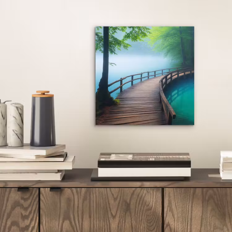 Brug - Water - Rivier - Bos aluminium wit klein -sfeer1