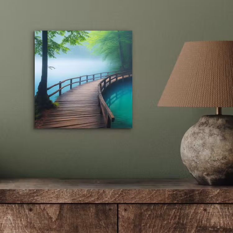 Brug - Water - Rivier - Bos aluminium wit klein -sfeer2