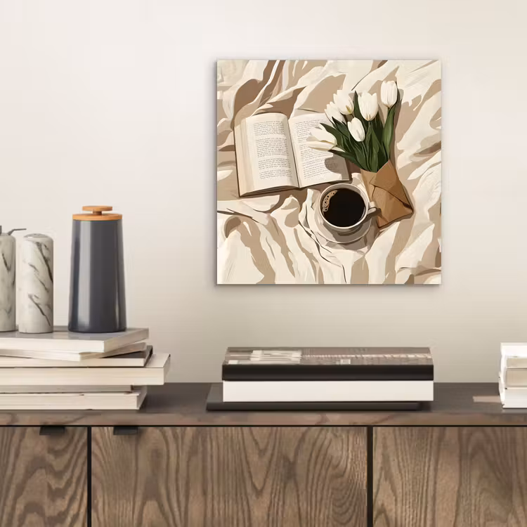 Boek - Illustratie - Tulpen - Koffie aluminium wit klein -sfeer1