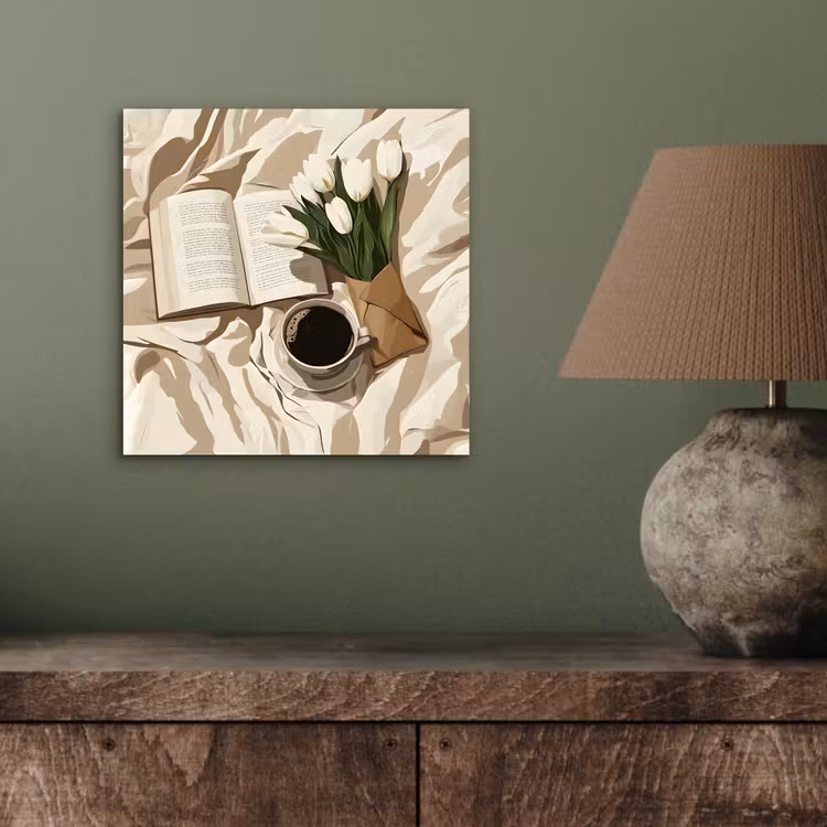 Boek - Illustratie - Tulpen - Koffie aluminium wit klein -sfeer2