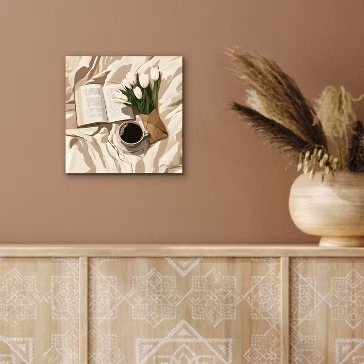 Boek - Illustratie - Tulpen - Koffie aluminium wit klein -sfeer4