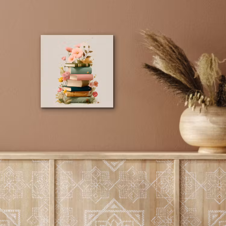 Boeken - Stapel - Bloemen - Kleurrijk aluminium wit klein -sfeer4