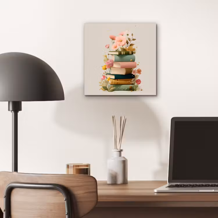 Boeken - Stapel - Bloemen - Kleurrijk aluminium wit klein -sfeer5