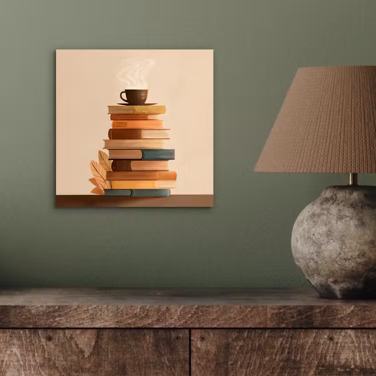Boeken - Toren - Koffie - Beige aluminium wit klein -sfeer2