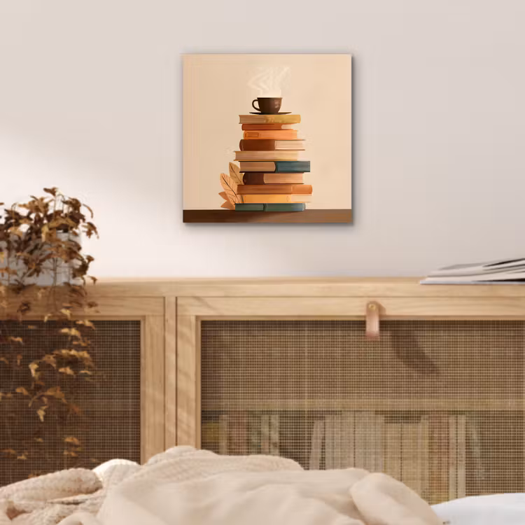Boeken - Toren - Koffie - Beige aluminium wit klein -sfeer3