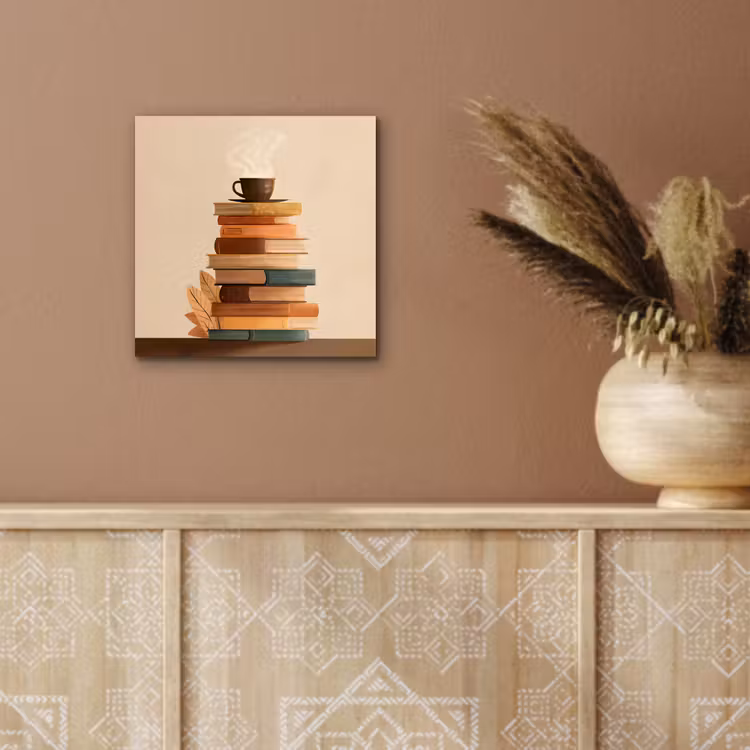 Boeken - Toren - Koffie - Beige aluminium wit klein -sfeer4