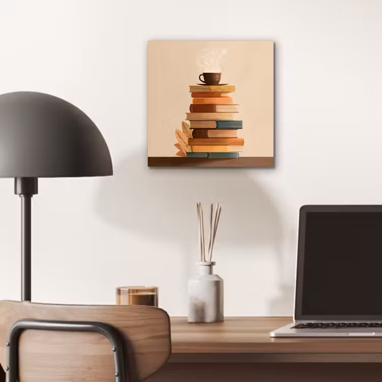 Boeken - Toren - Koffie - Beige aluminium wit klein -sfeer5