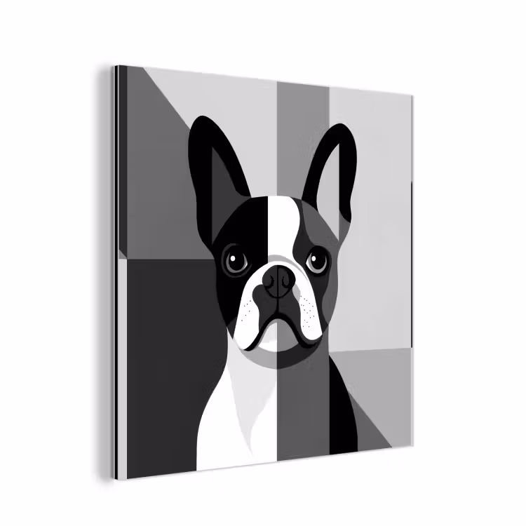 Buldog - Zwart - Abstract - Vlakken aluminium wit klein -3d