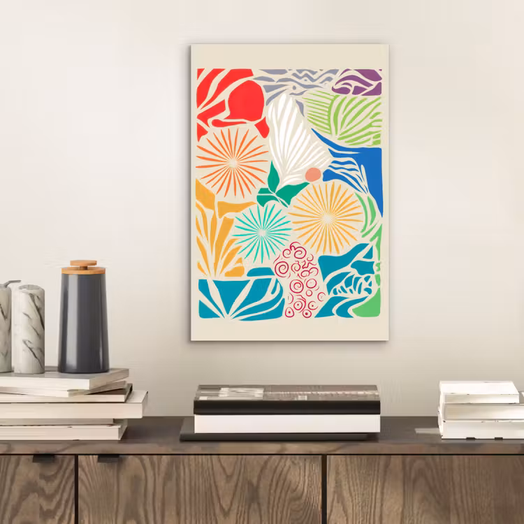 Kleurrijk - Abstract - Bloemen - Patronen aluminium wit klein -sfeer1