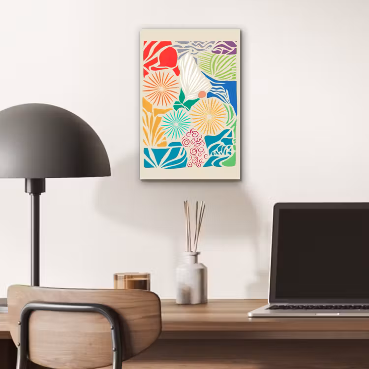 Kleurrijk - Abstract - Bloemen - Patronen aluminium wit klein -sfeer5