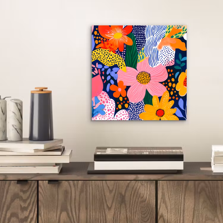 Kleurrijk - Bloemen - Abstract - Stippen aluminium wit klein -sfeer1