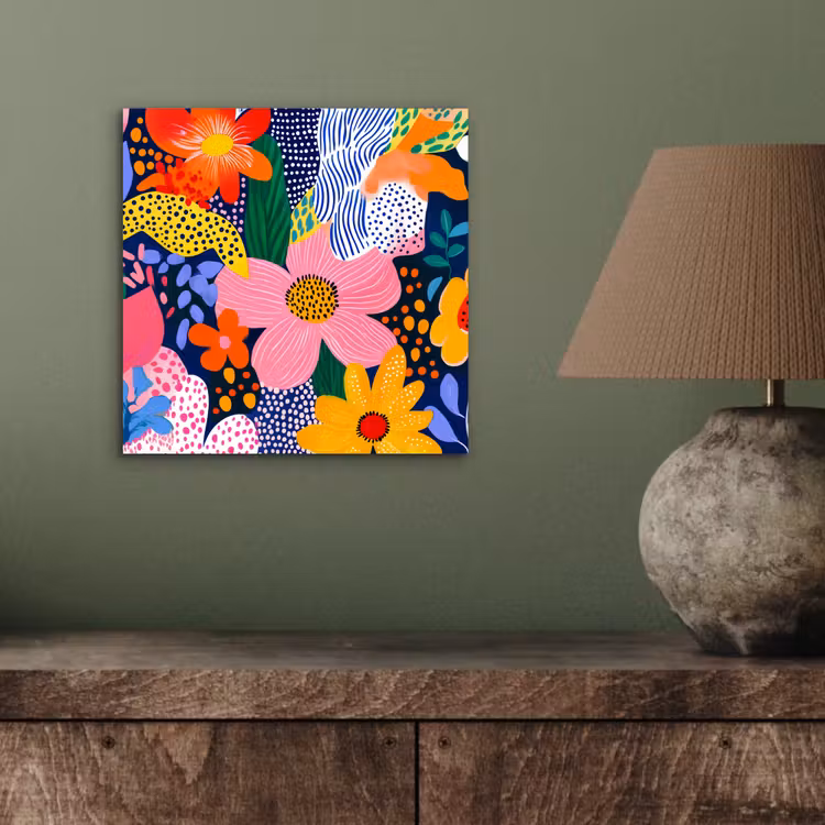 Kleurrijk - Bloemen - Abstract - Stippen aluminium wit klein -sfeer2